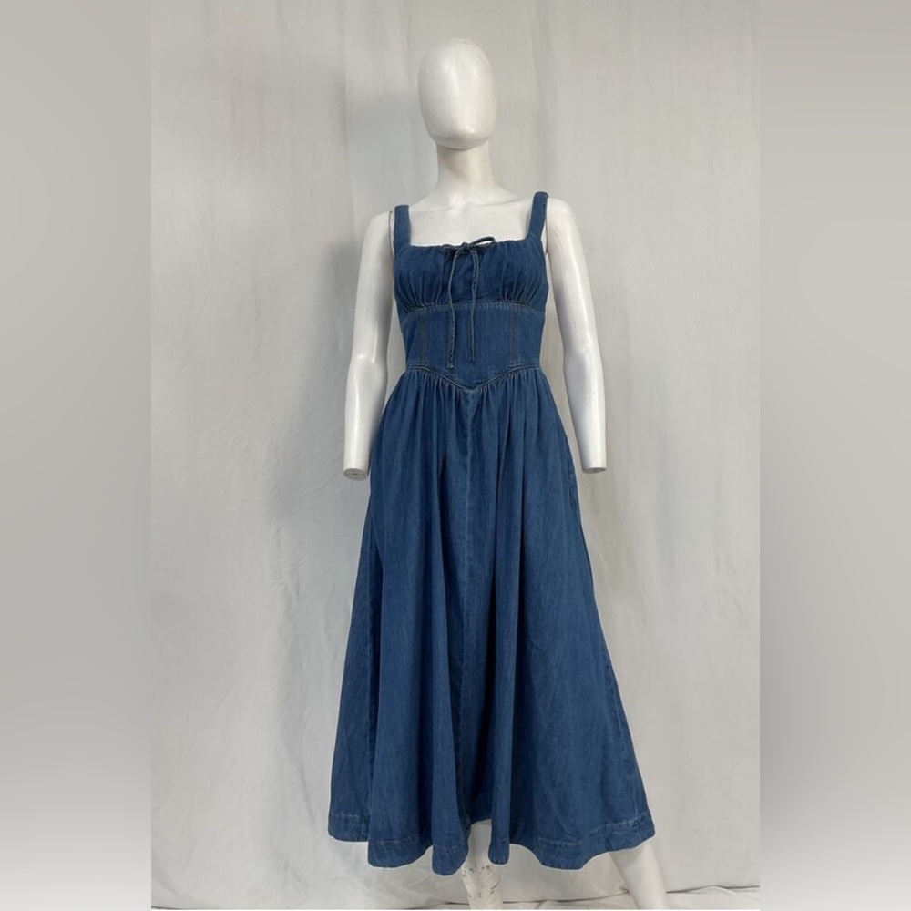 Reformation “Balia” Denim Midi Dress Size 2